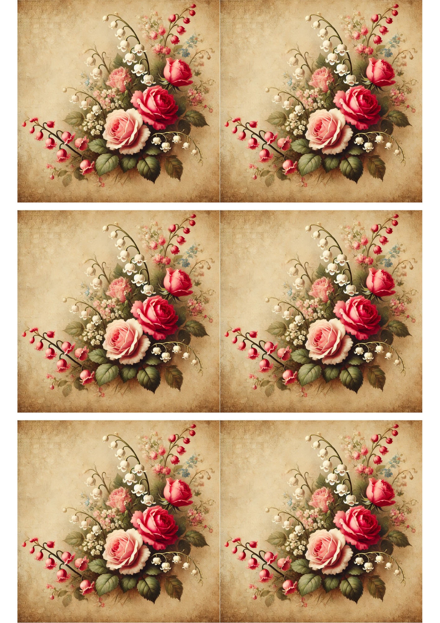 Sticker Sheet / Greeting Card – Roses In Corner 3 Collage Cat. No. 2349