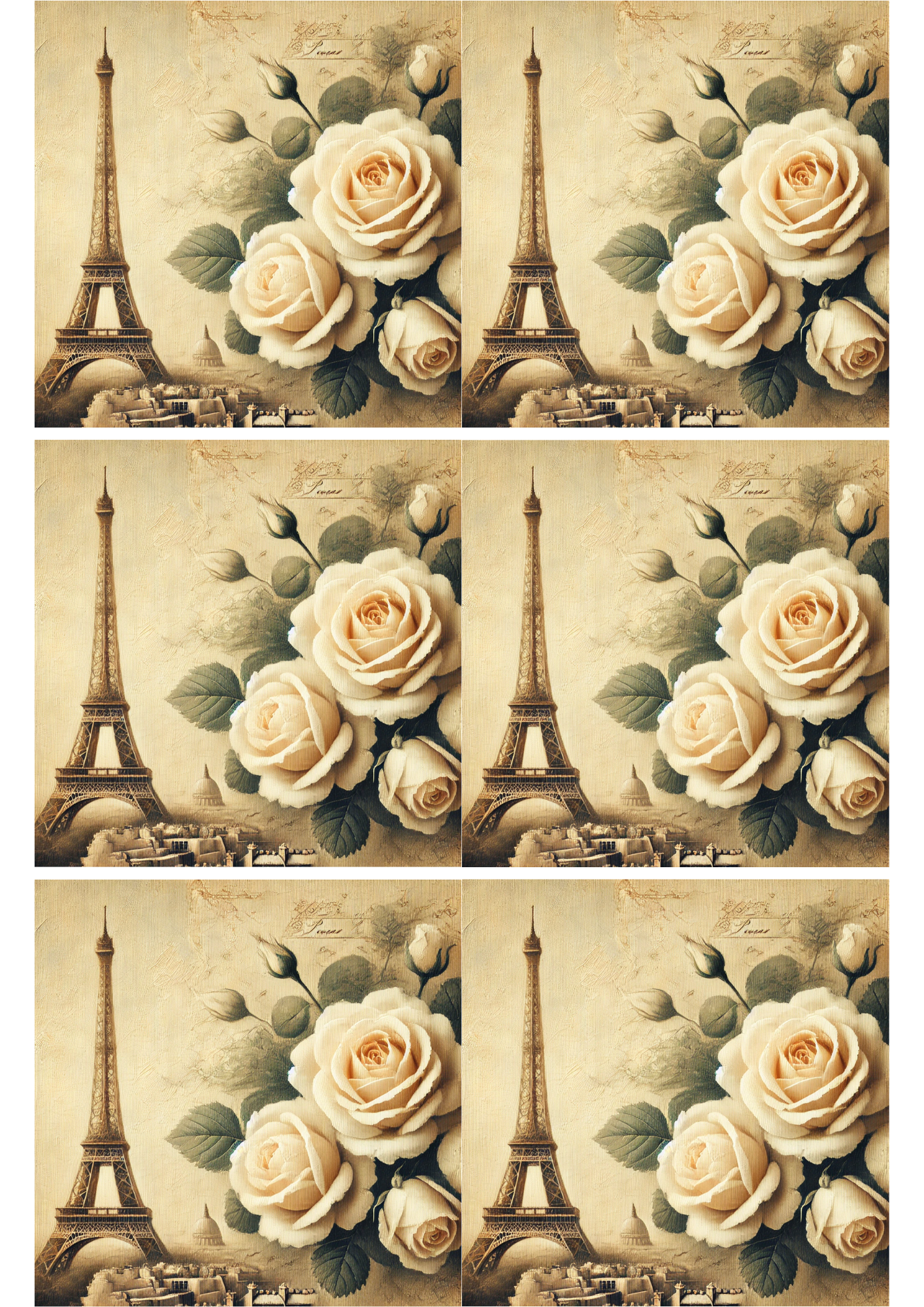Sticker Sheet / Greeting Card – Roses Vintage Collage Cat. No. 2361