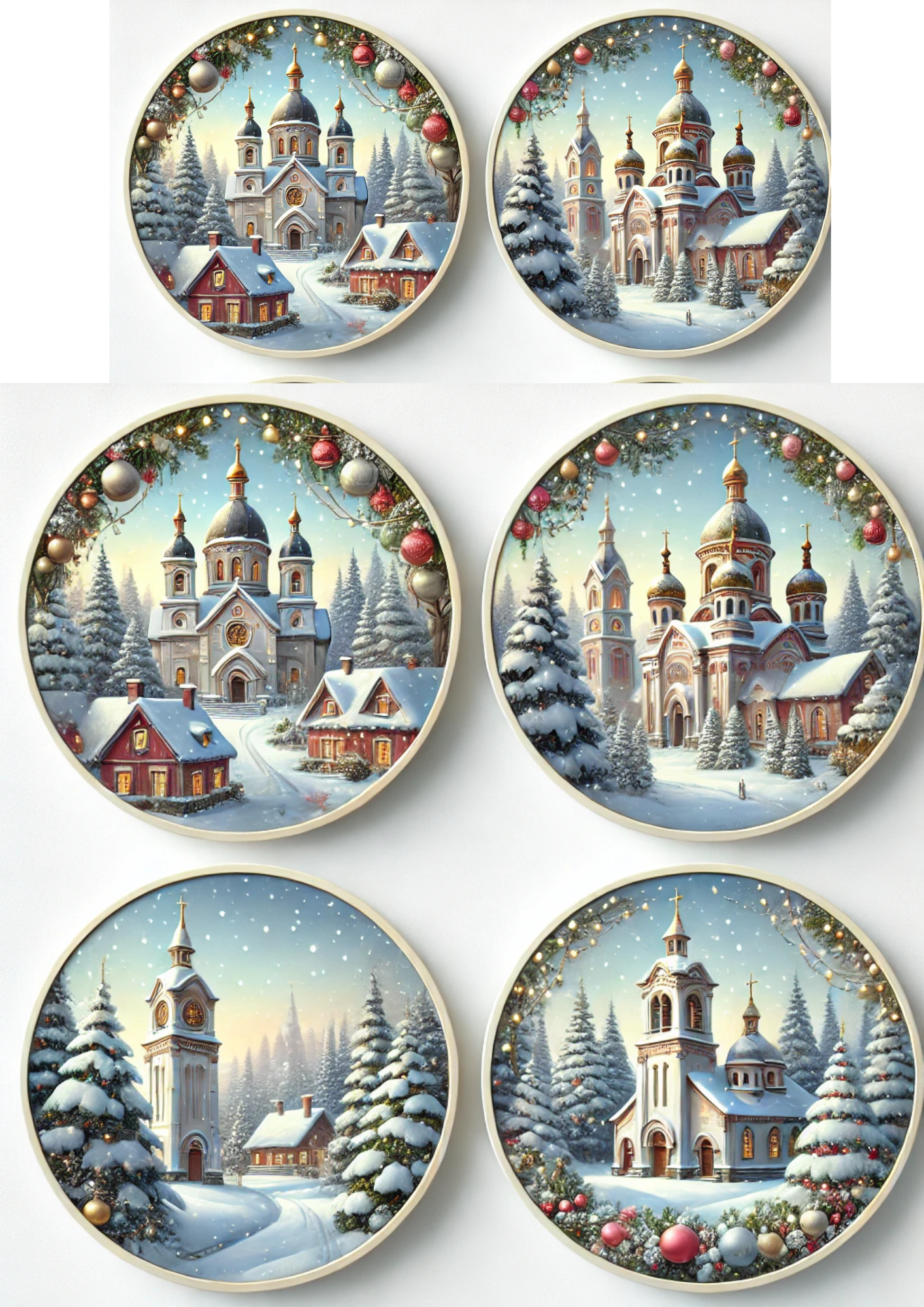 Sticker Sheet / Greeting Card – Church In Round Frames Full Cat. No. 3120