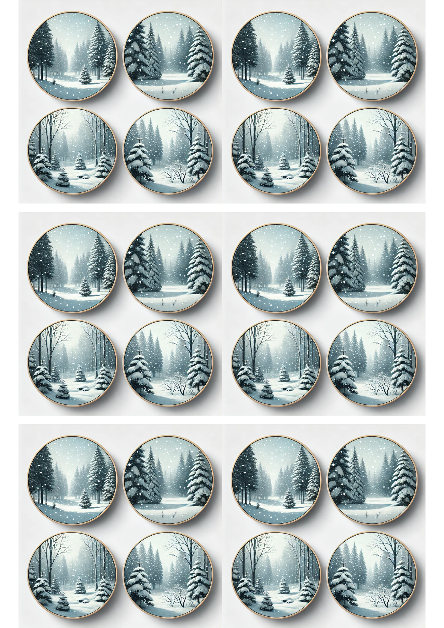 Sticker Sheet / Greeting Card – Forest In Round Frames Collage Cat. No. 3125