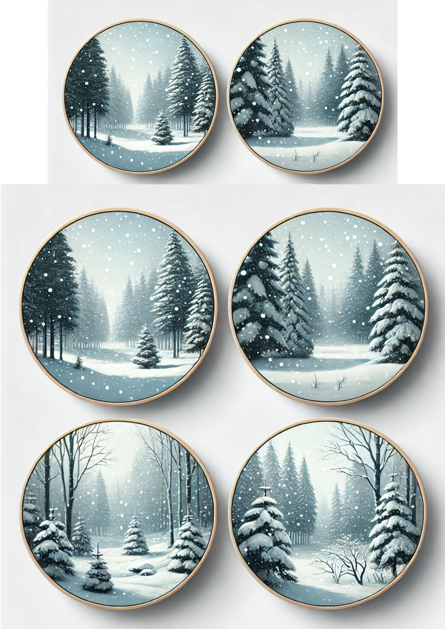 Sticker Sheet / Greeting Card – Forest In Round Frames Full Cat. No. 3126