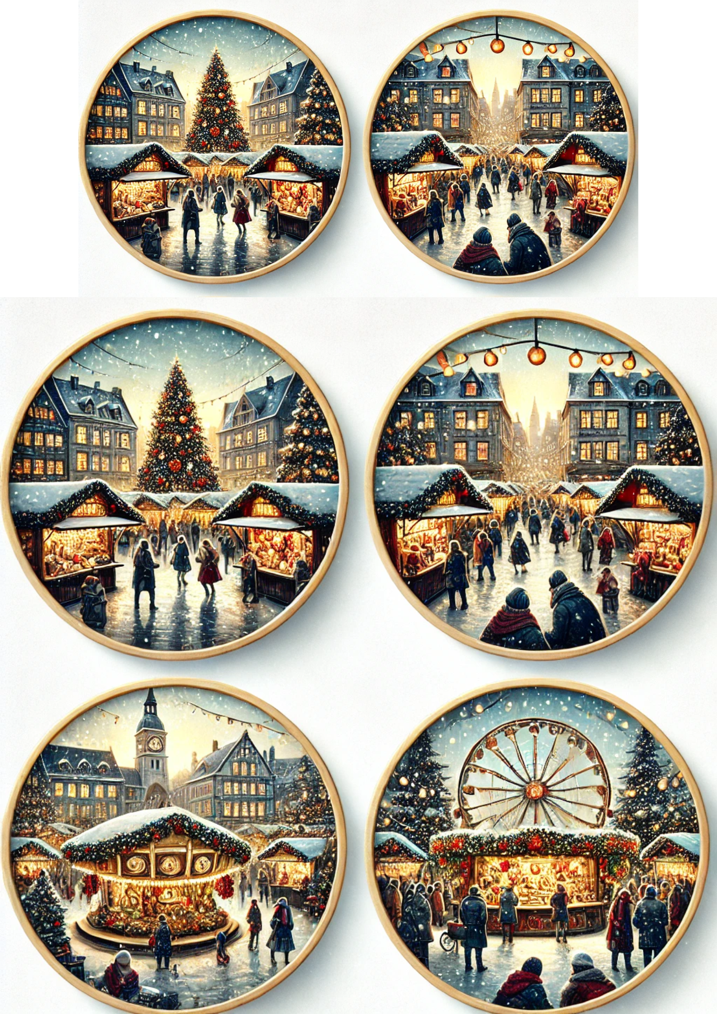 Sticker Sheet / Greeting Card – Christmas Market In Round Frames Full Cat. No. 3130