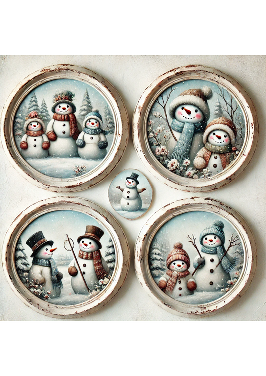 Sticker Sheet – Snowman In Round Frames Full Cat. No. 3134