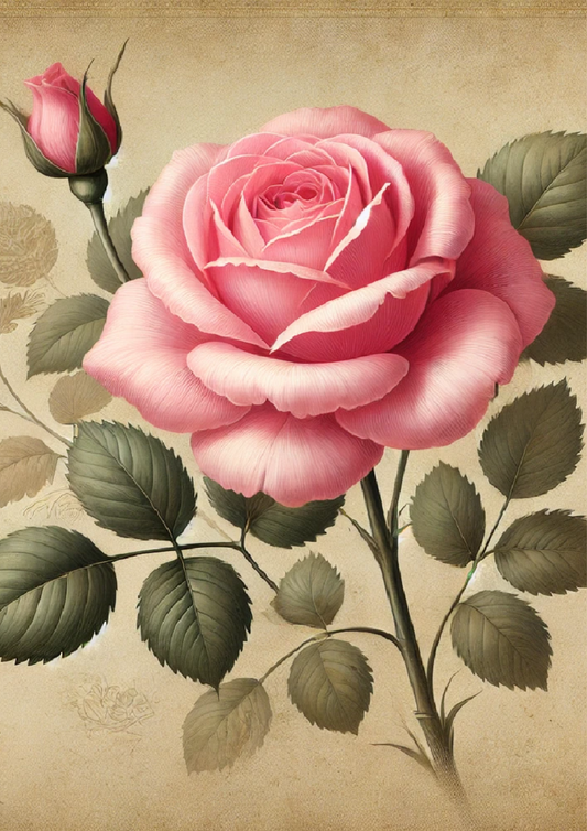 Sticker Sheet Pink Rose Vintage Full Cat. No. 1687