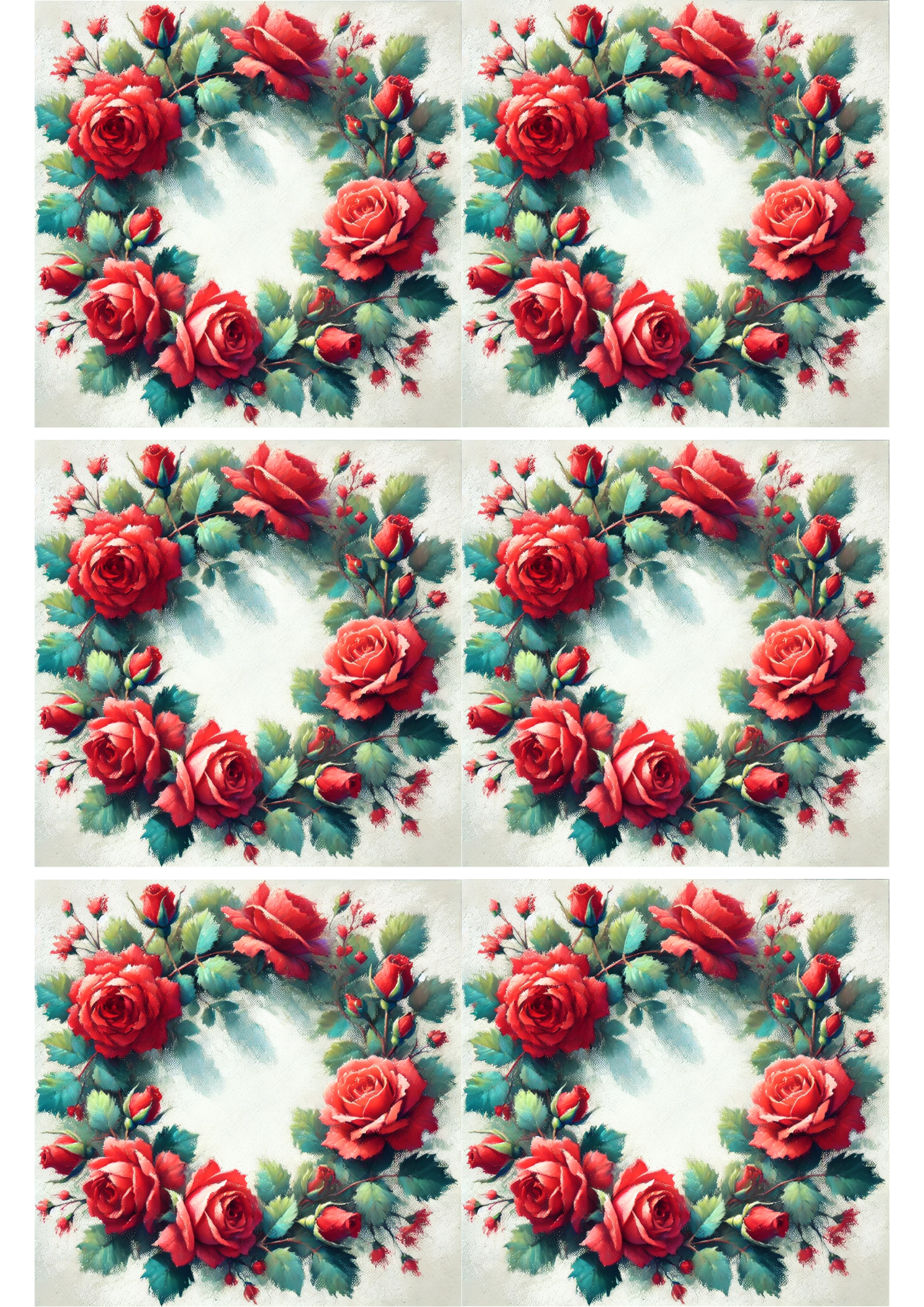 Sticker Sheet / Greeting Card – Rose Wreath Collage Cat. No. 2367