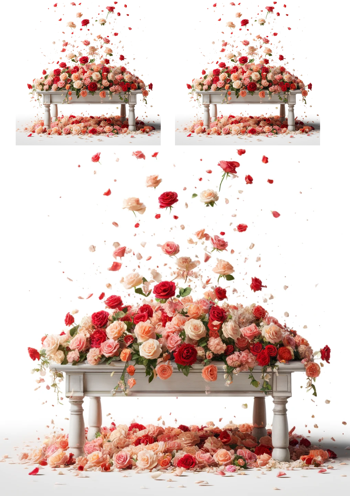 Sticker Sheet / Greeting Card – Roses On Table Collage Cat No. 752