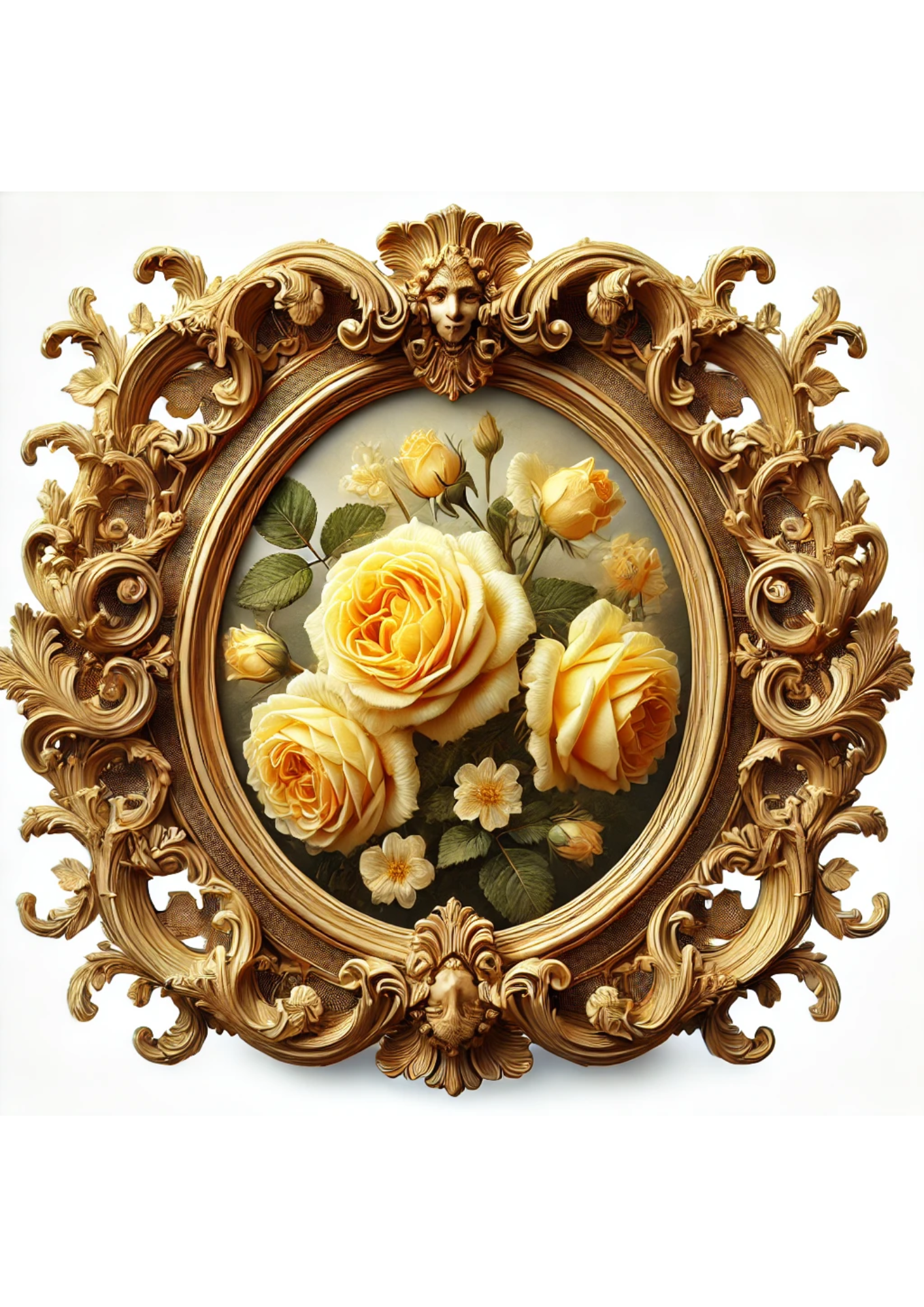 Sticker Sheet / Greeting Card – Roses In Baroque Frame Full Cat. No. 3138