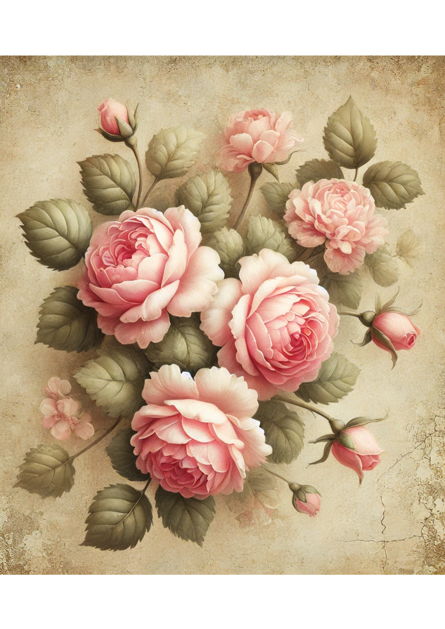 Sticker Sheet / Greeting Card – Shabby Chic Rose Bouquet Full Cat. No. 2370