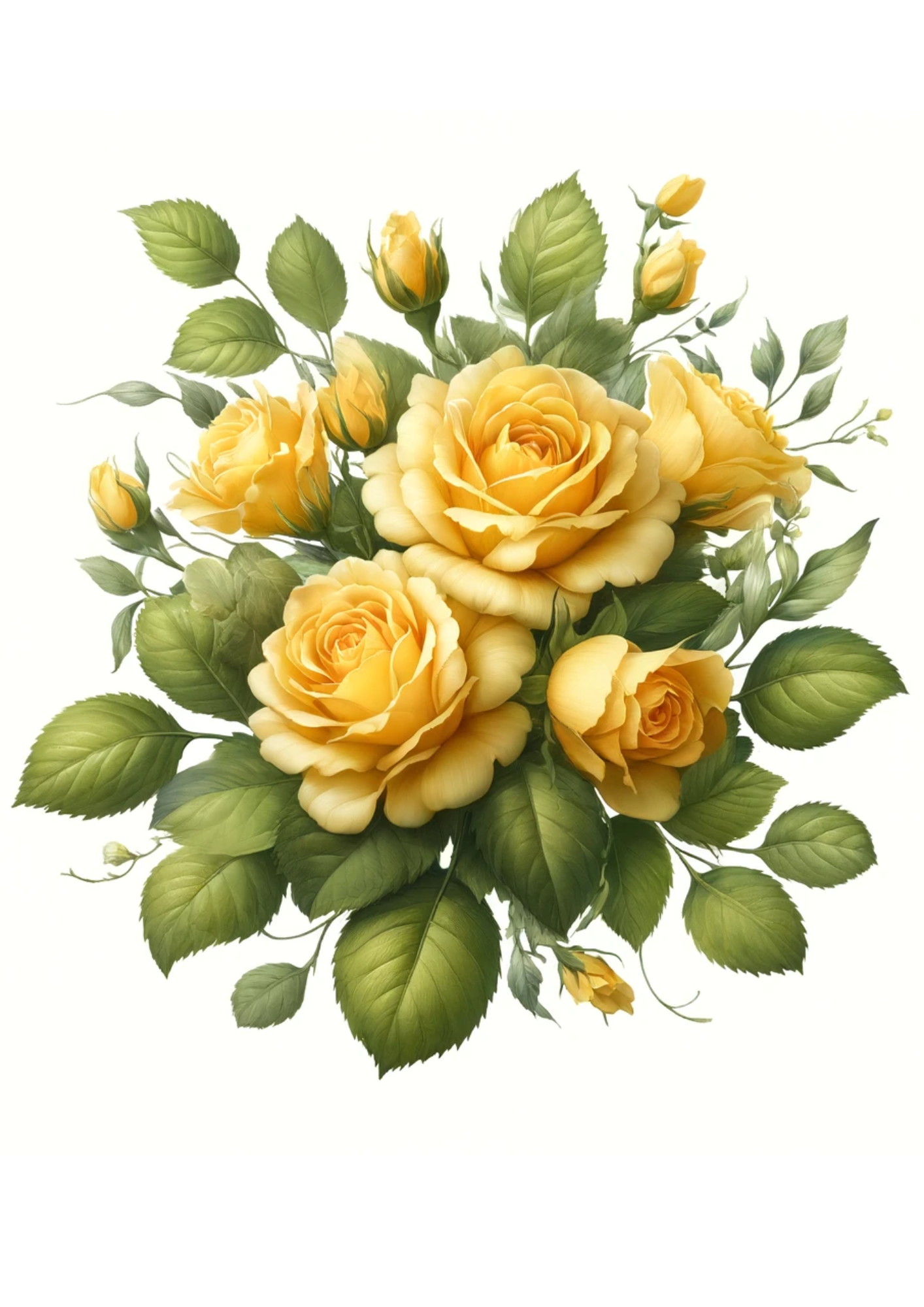 Sticker Sheet / Greeting Card – Yellow Roses Full Cat No. 1046