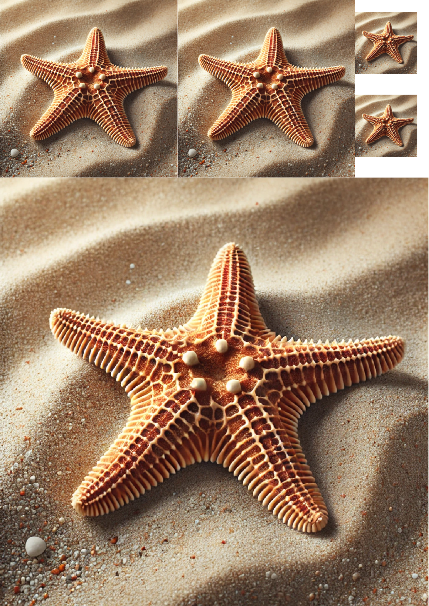 Sticker Sheet / Greeting Card – Starfish On Sand Collage Cat. No. 1379