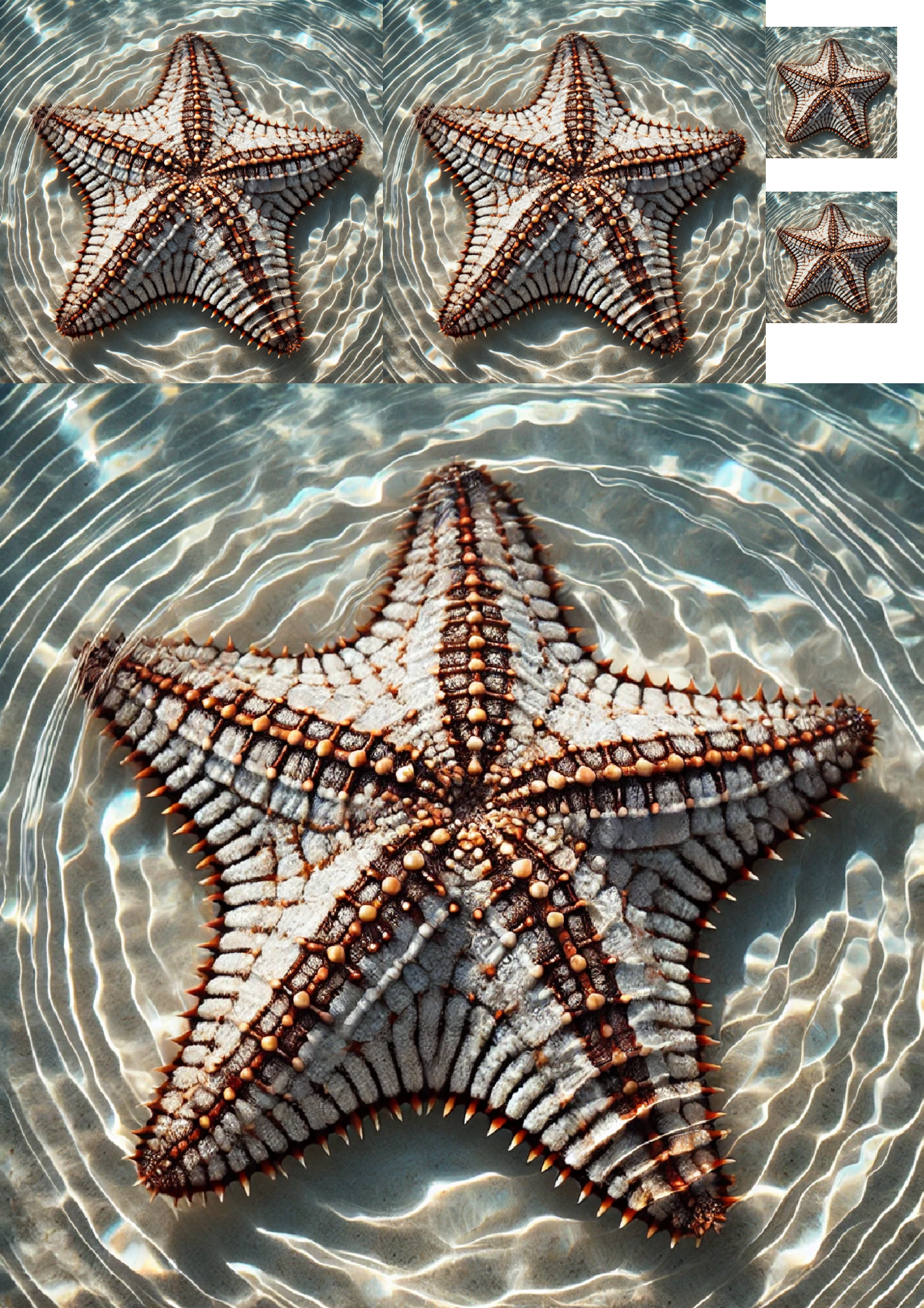 Sticker Sheet / Greeting Card – Starfish In Water Collage Cat. No. 1381