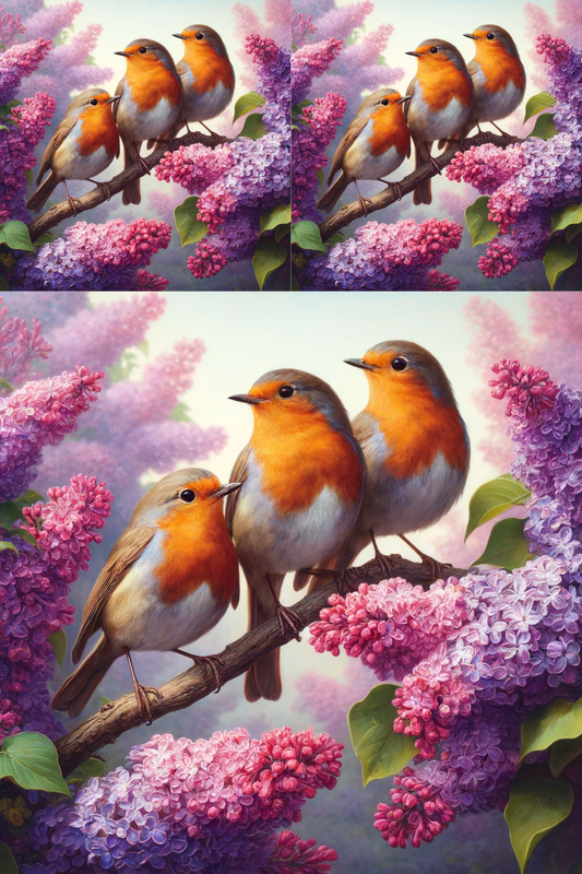 Sticker Sheet Robins on a Lilac Branch No. 275