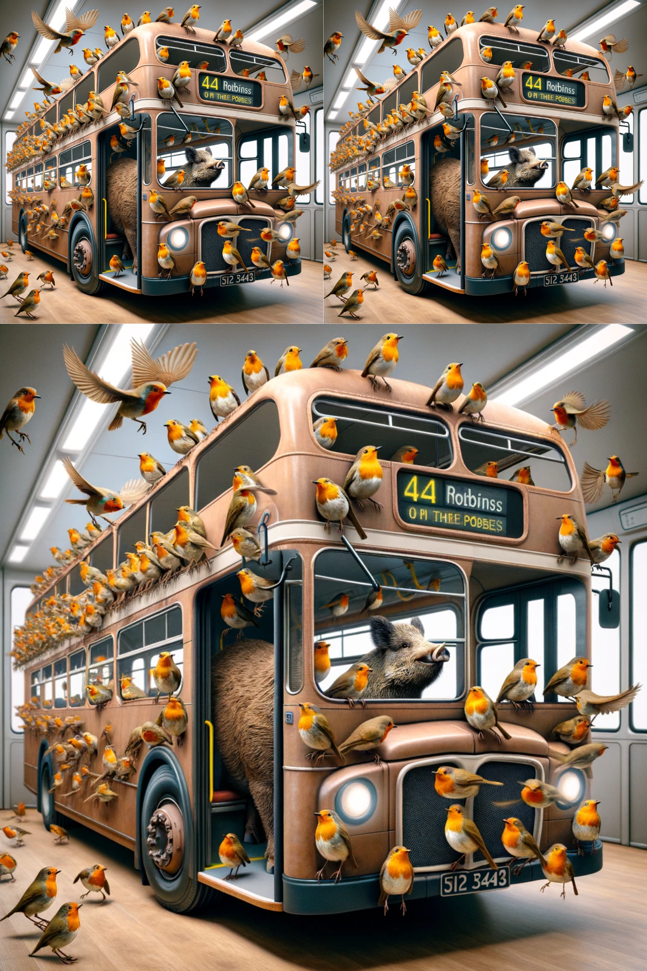 Sticker Sheet / Greeting Card – Robins on the Bus Cat. No. 276