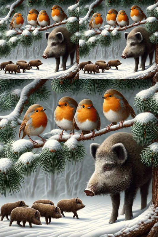 Sticker Sheet Robins and Boars in Winter Cat. No. 278