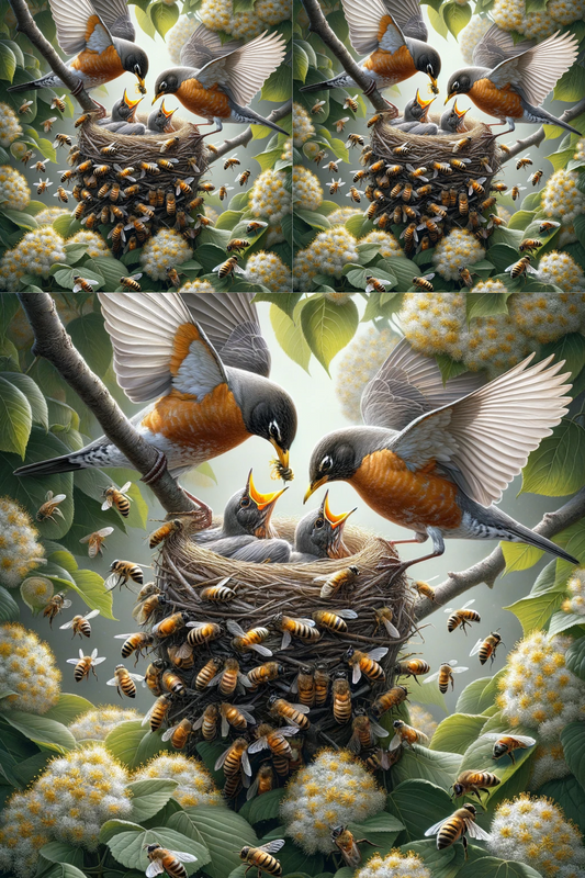 Sticker Sheet – Robins and bees on linden tree No. 279