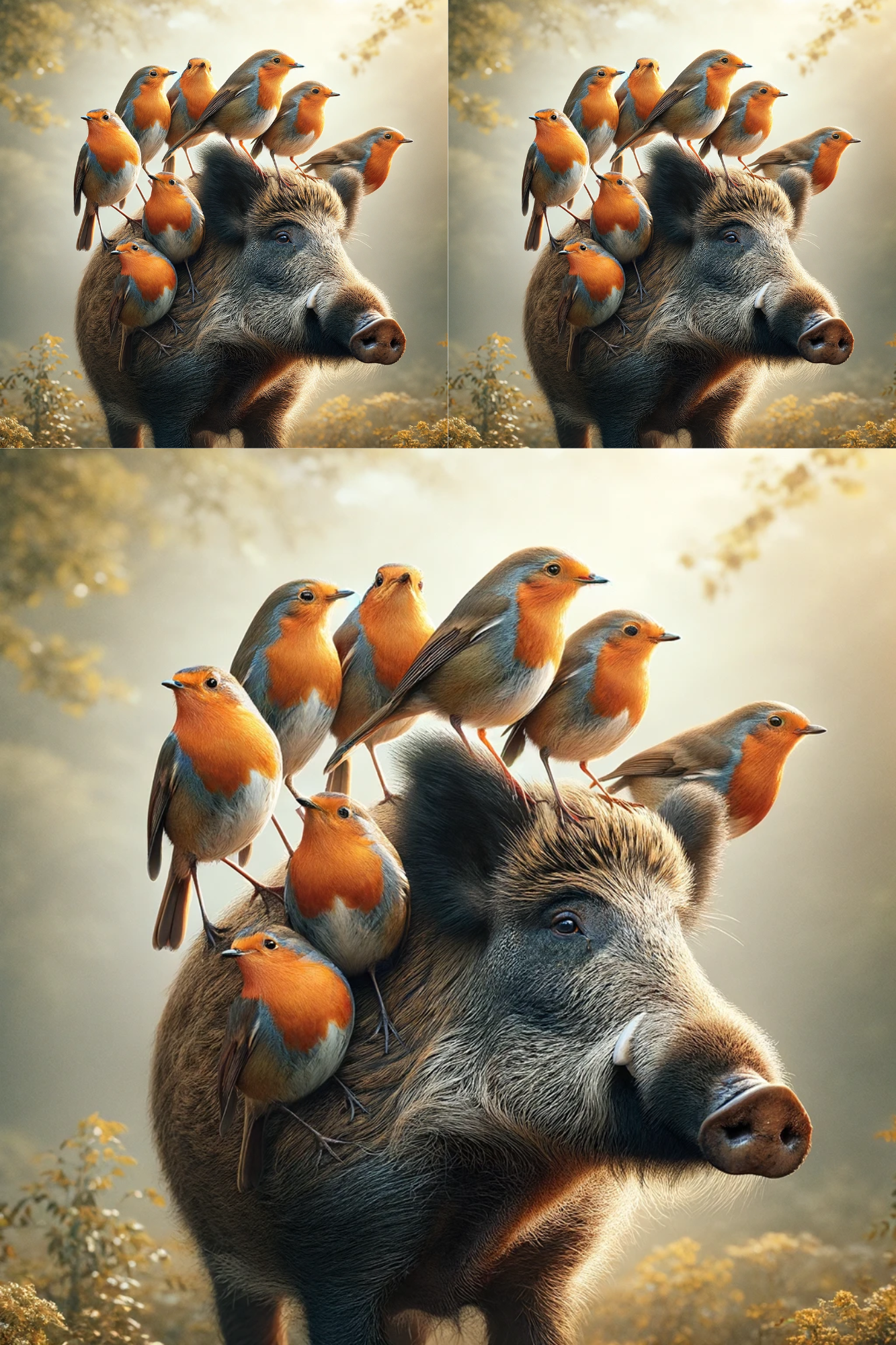 Sticker Sheet / Greeting Card – Robins on the Wild Boar Cat No. 280