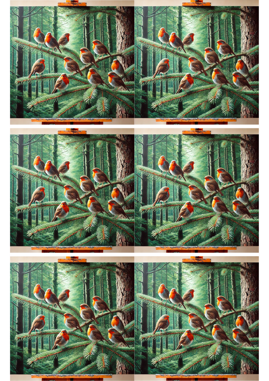 Sticker Sheet – Robins On Pine Tree Collage Cat. No. 2375