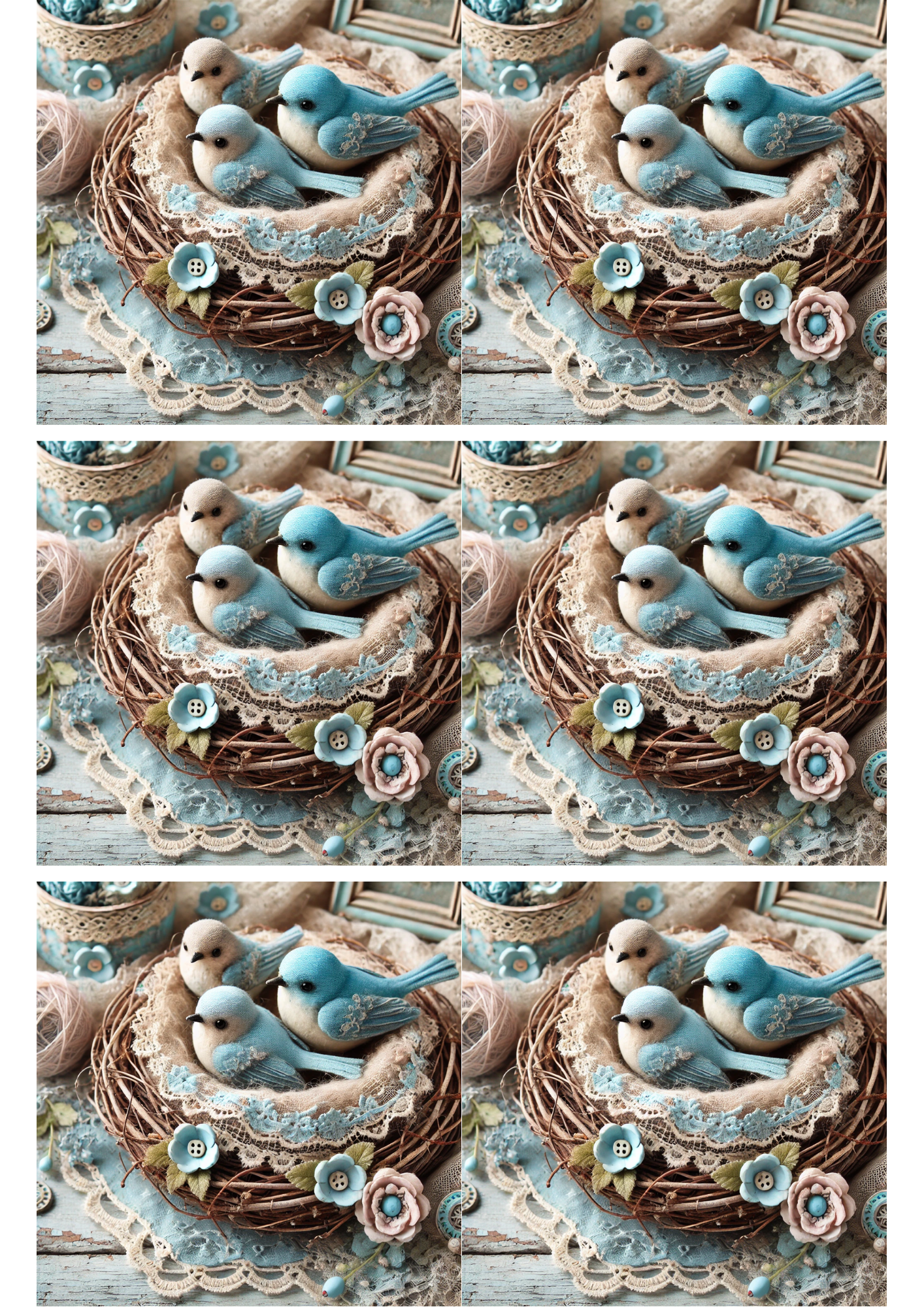 Sticker Sheet / Greeting Card – Rustic Bird Ornaments Collage Cat. No. 2377