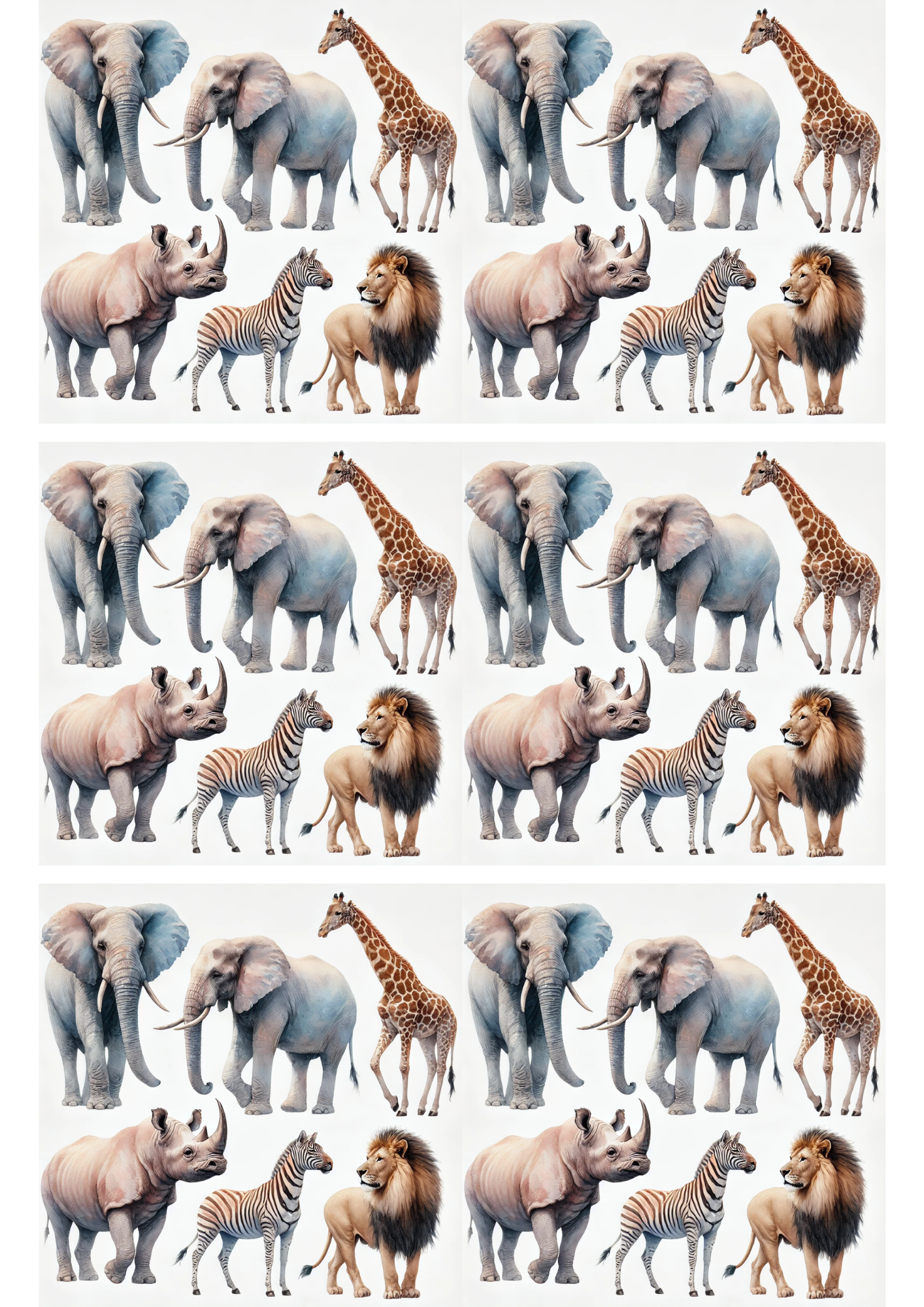 Sticker Sheet / Greeting Card – Safari Animals Collage Cat. No. 3141