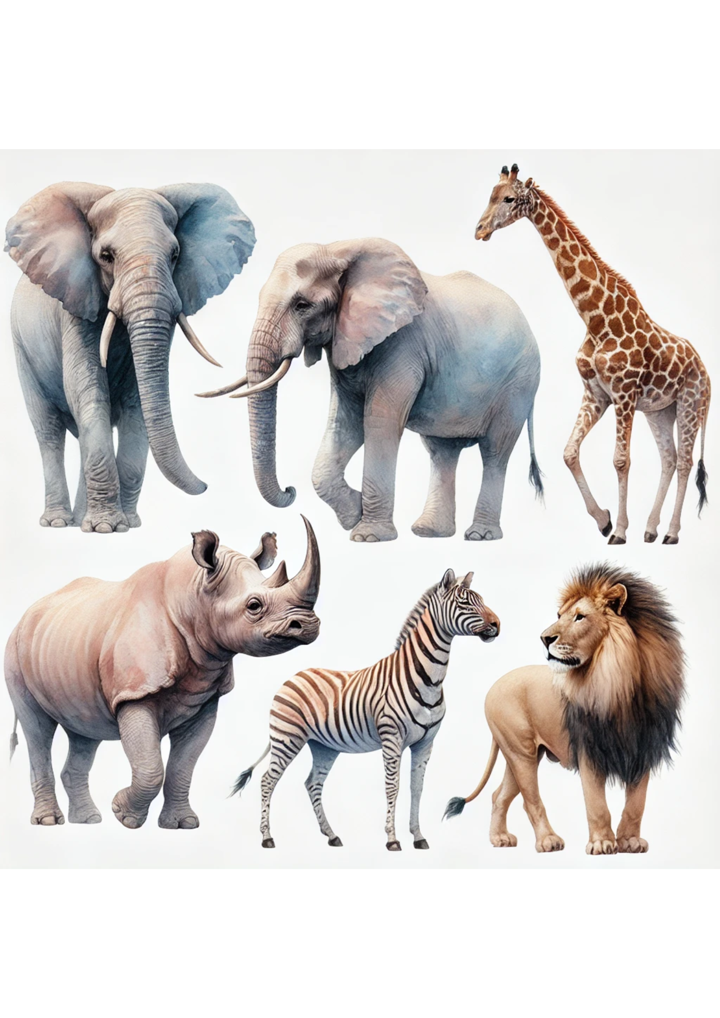 Sticker Sheet / Greeting Card – Safari Animals Full Cat. No. 3142