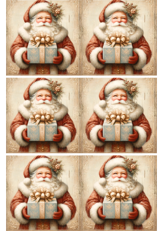Sticker Sheet – Santa Claus Holds a Gift Collage Cat. No. 2411