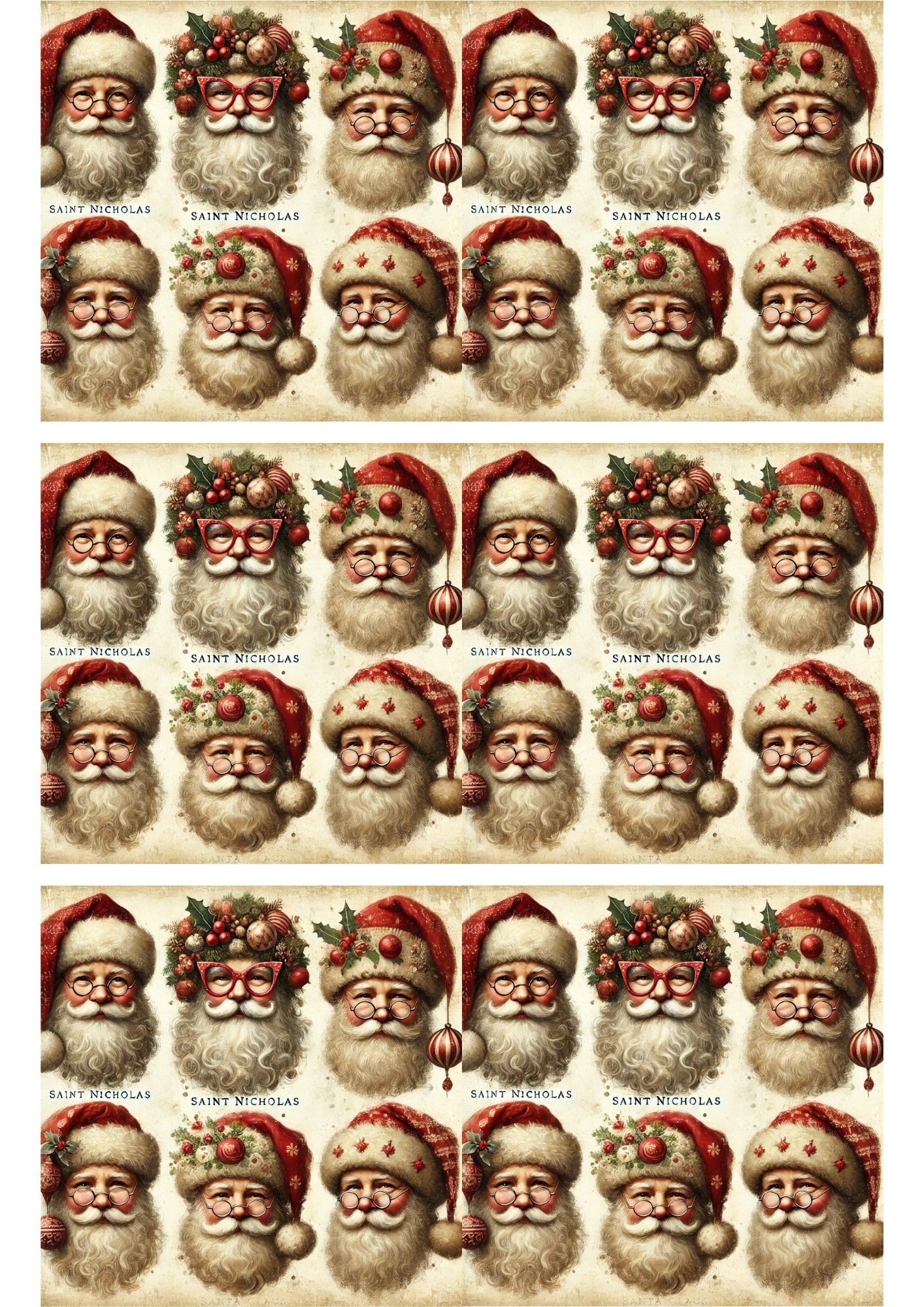 Sticker Sheet / Greeting Card – Santa Claus Mix Collage Cat. No. 3143