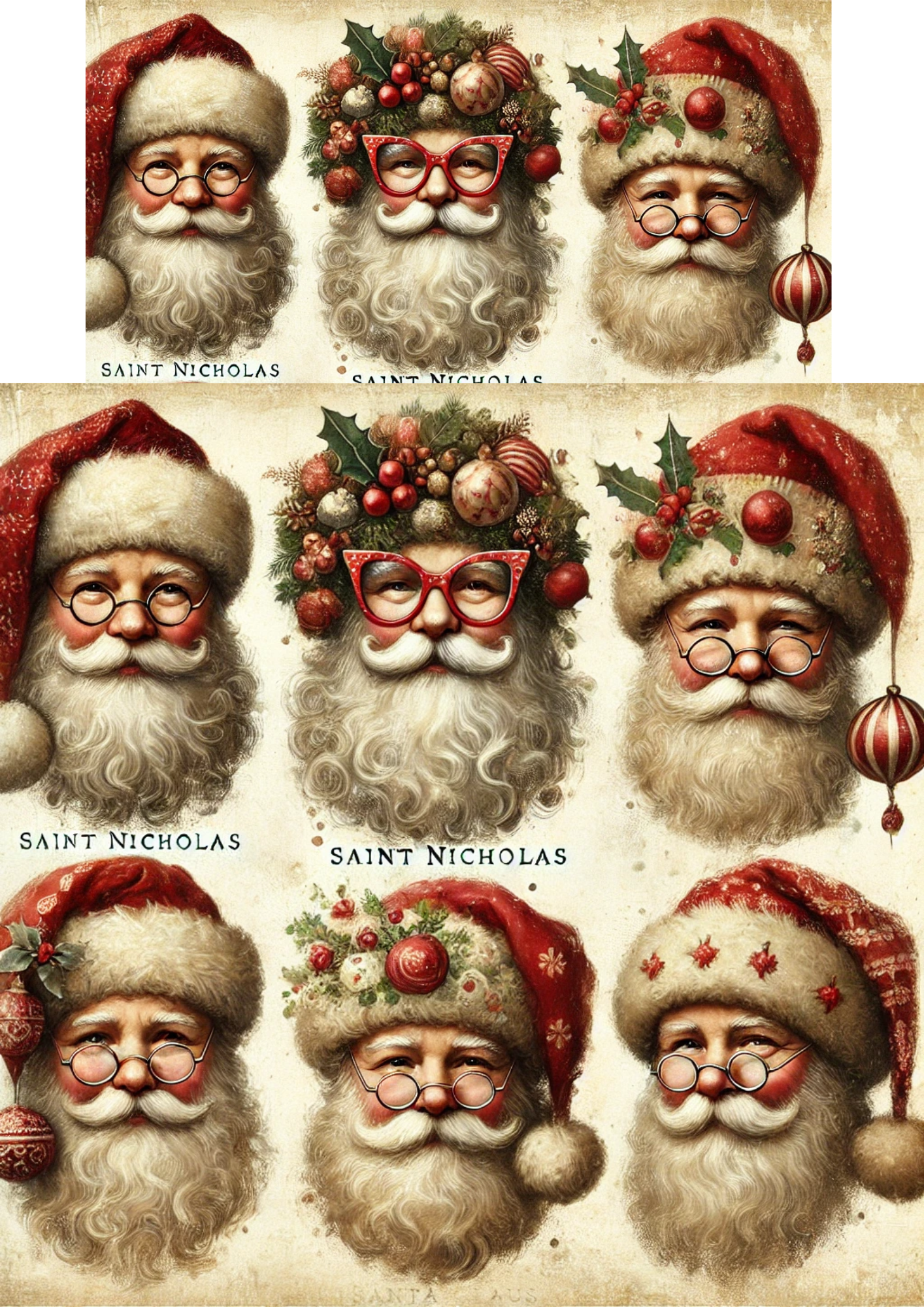 Sticker Sheet / Greeting Card – Santa Claus Mix Full Cat. No. 3144