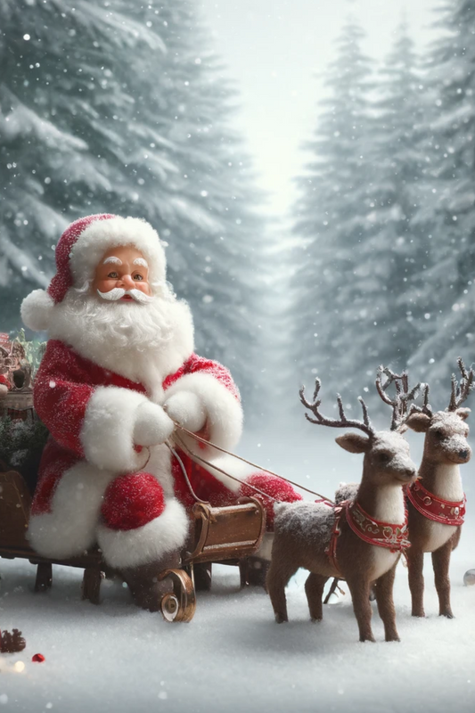 Sticker Sheet – Santa Claus In Sleigh Reindeer 2 Full Cat No. 764