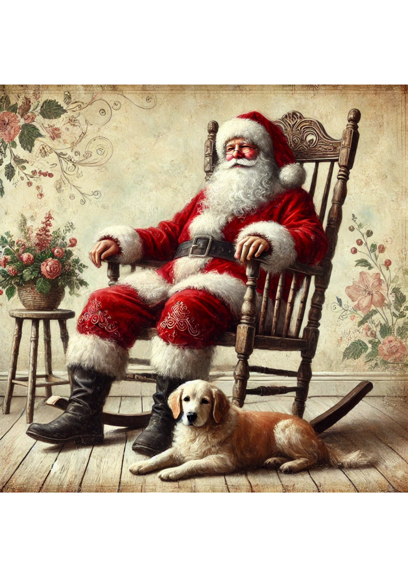 Sticker Sheet / Greeting Card – Santa Claus In Rocking Chair Full Cat. No. 2894