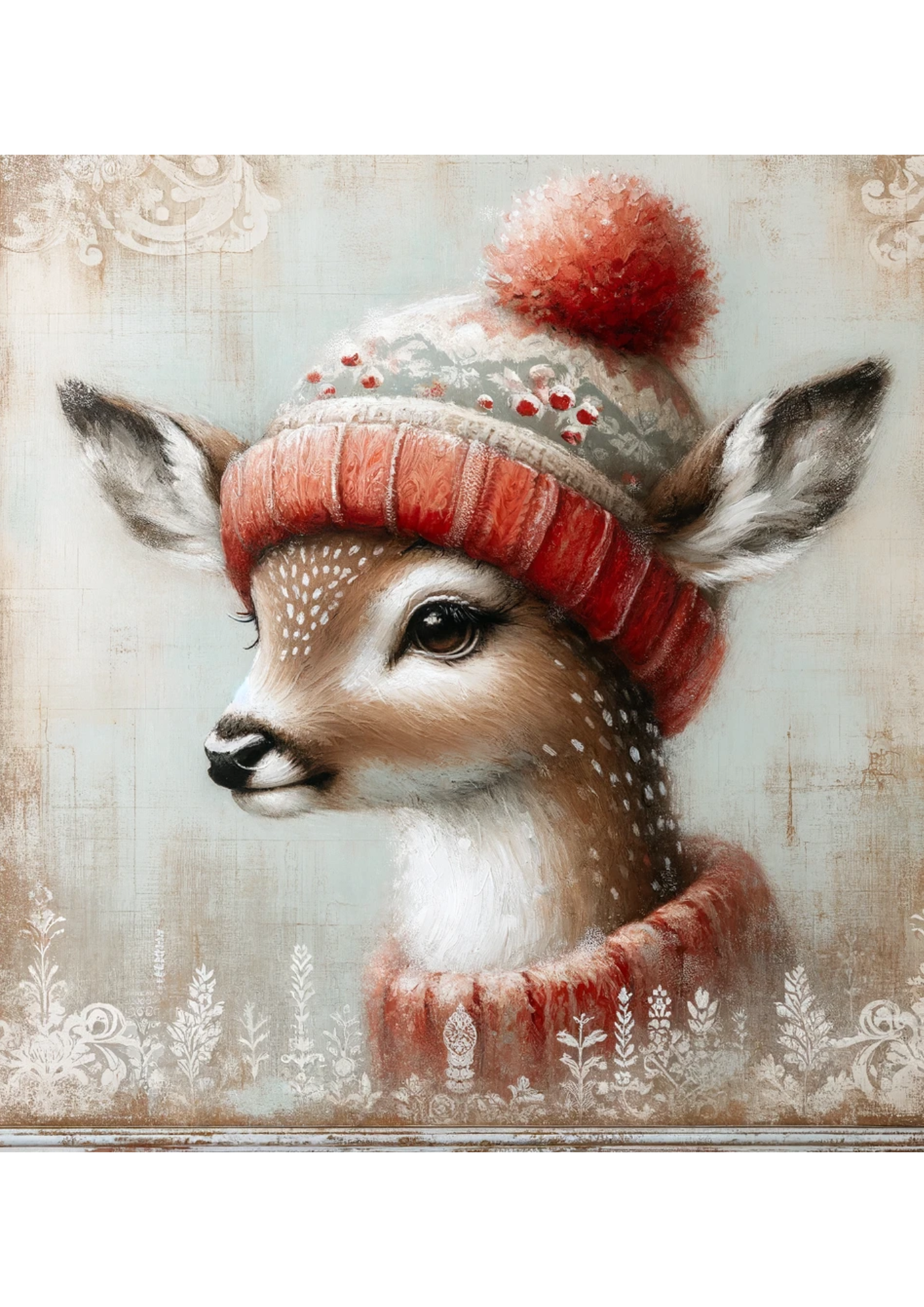 Sticker Sheet / Greeting Card – Roe Deer In A Hat Full Cat. No. 2416