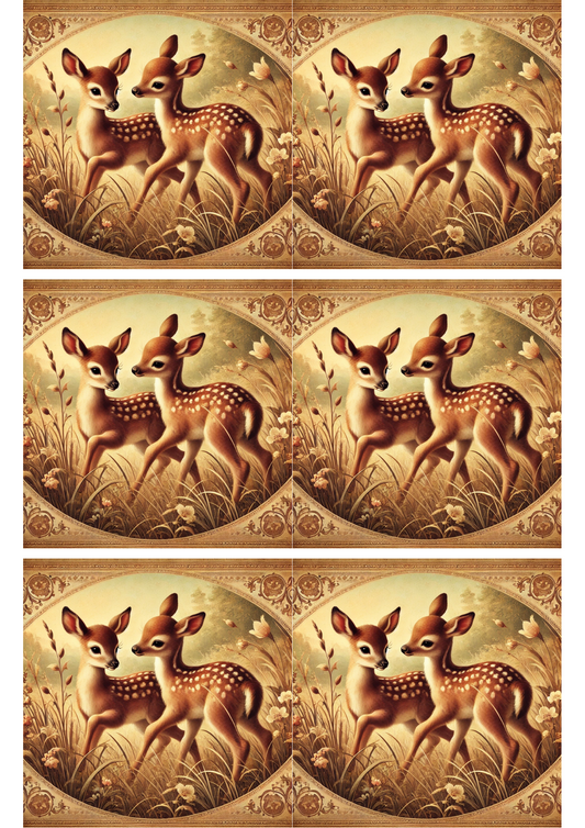 Klistremerkeark – Kollasj av små rådyr Kat. nr. 2417