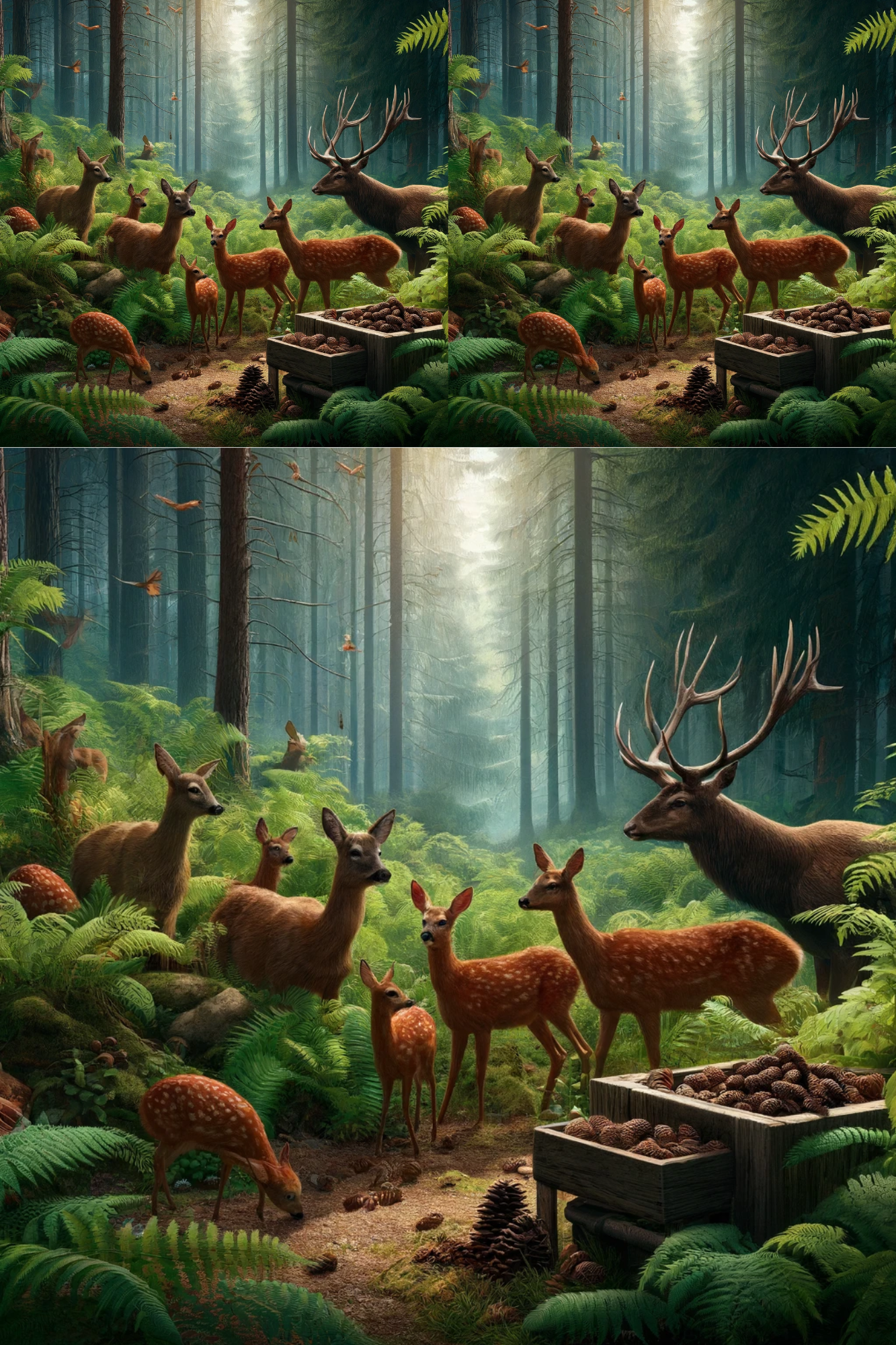 Sticker Sheet / Greeting Card – Deer And Deer In The Forest Collage Cat No. 791