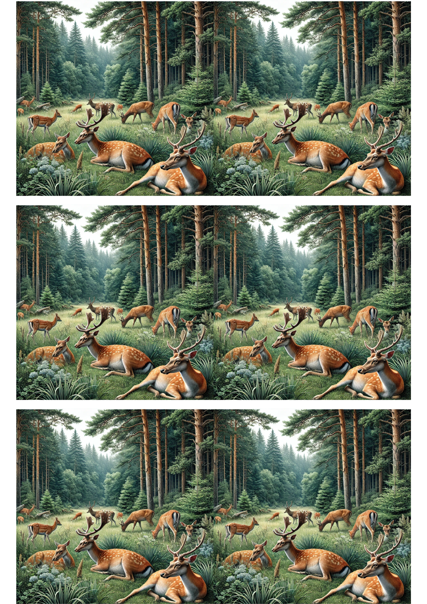 Sticker Sheet / Greeting Card – Roe Deer In The Forest Collage Cat. No. 2421
