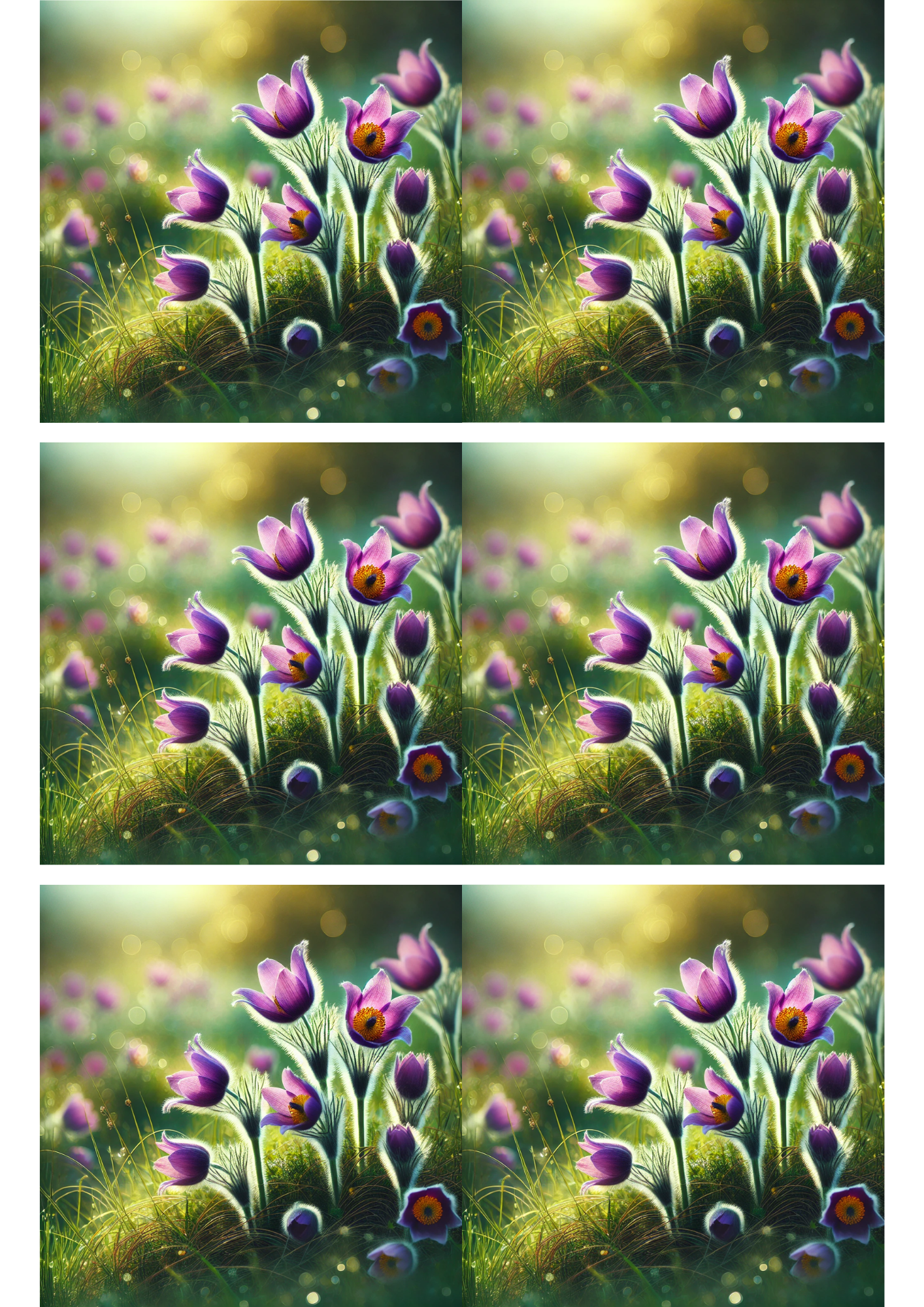 Sticker Sheet / Greeting Card – Pasque Flowers Collage Cat. No. 3153