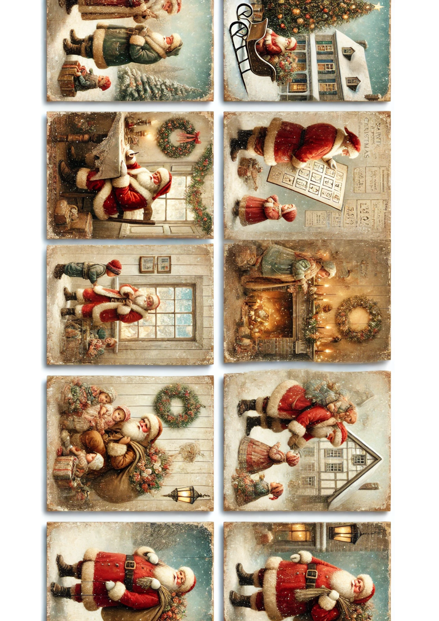 Sticker Sheet / Greeting Card – Santa Claus Scenes Full Cat. No. 3148