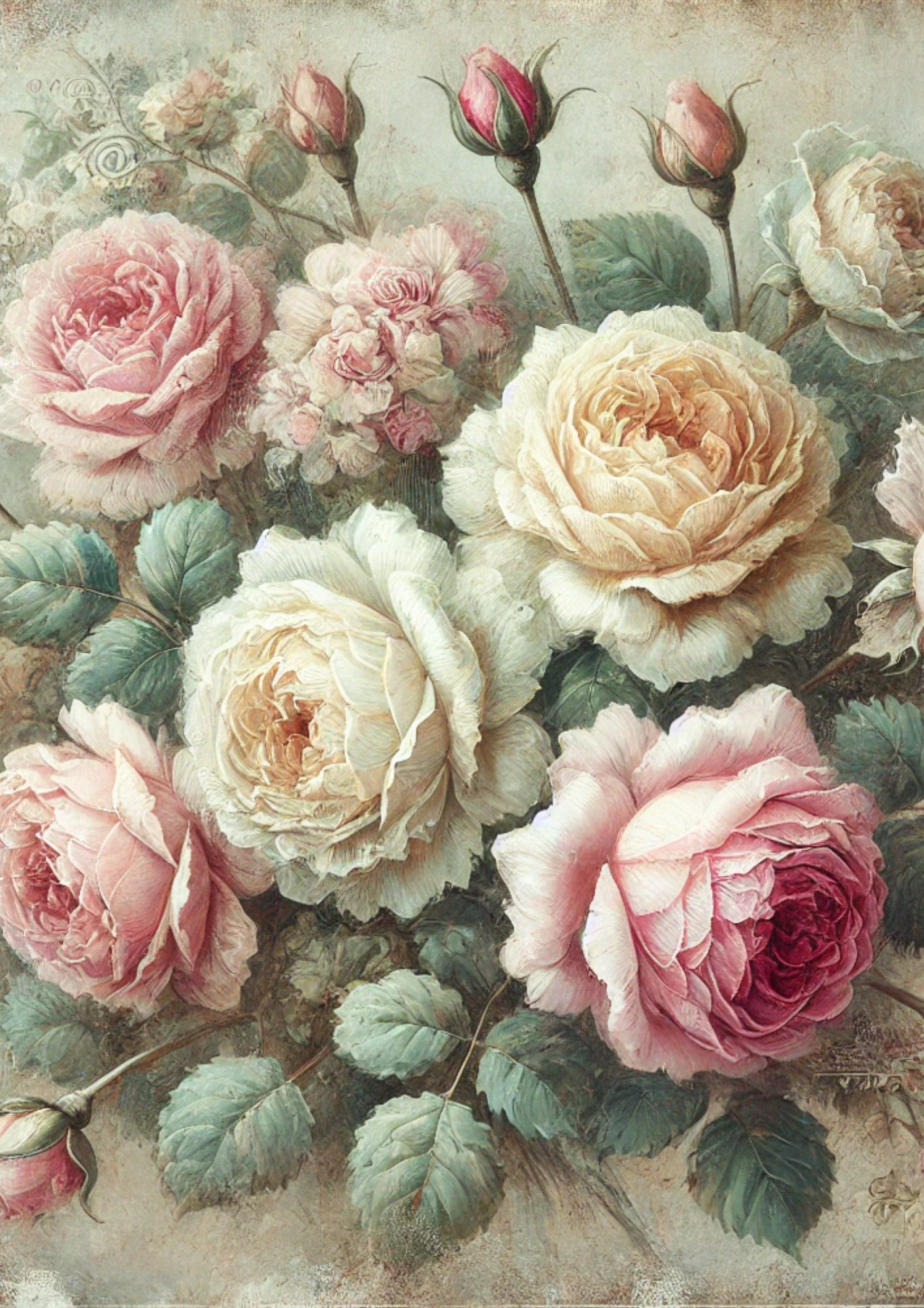 Sticker Sheet / Greeting Card – Roses Shabby Chic Full Cat. No. 2430