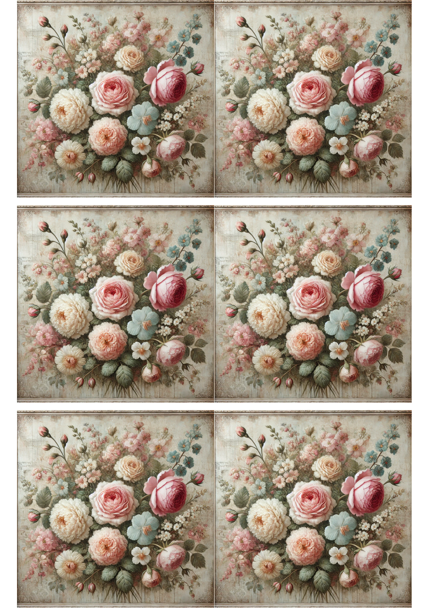 Sticker Sheet / Greeting Card – Flowers Shabby Chic Collage Cat. No. 2431