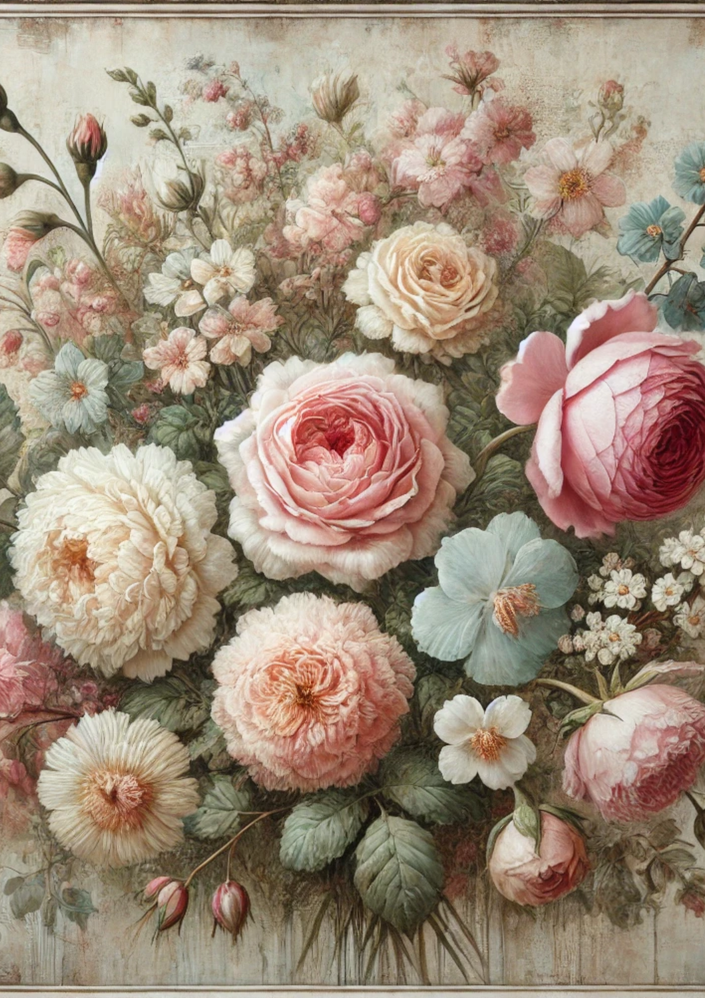 Sticker Sheet / Greeting Card – Flowers Shabby Chic Full Cat. No. 2432