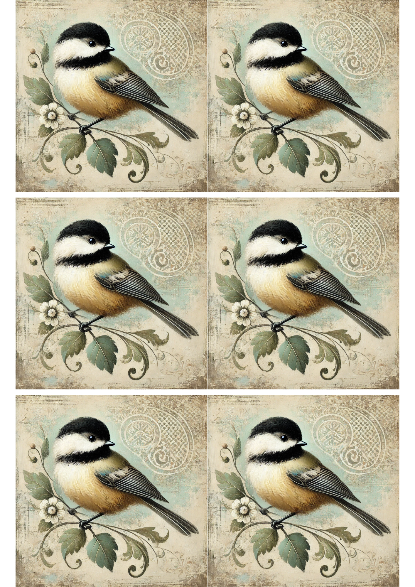 Sticker Sheet / Greeting Card – Tit Shabby Chic Collage Cat. No. 2435