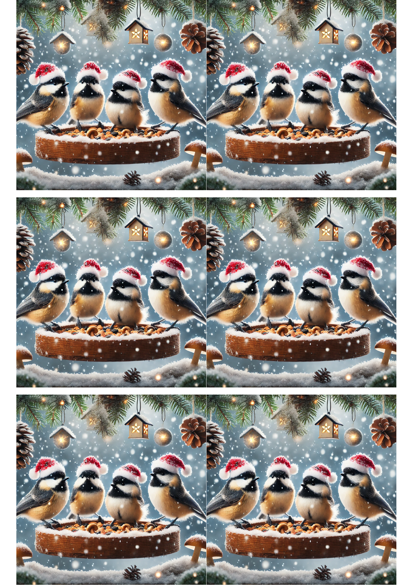 Sticker Sheet / Greeting Card – Titmouses At The Feeder In Winter 2 Collage Cat. No. 2441