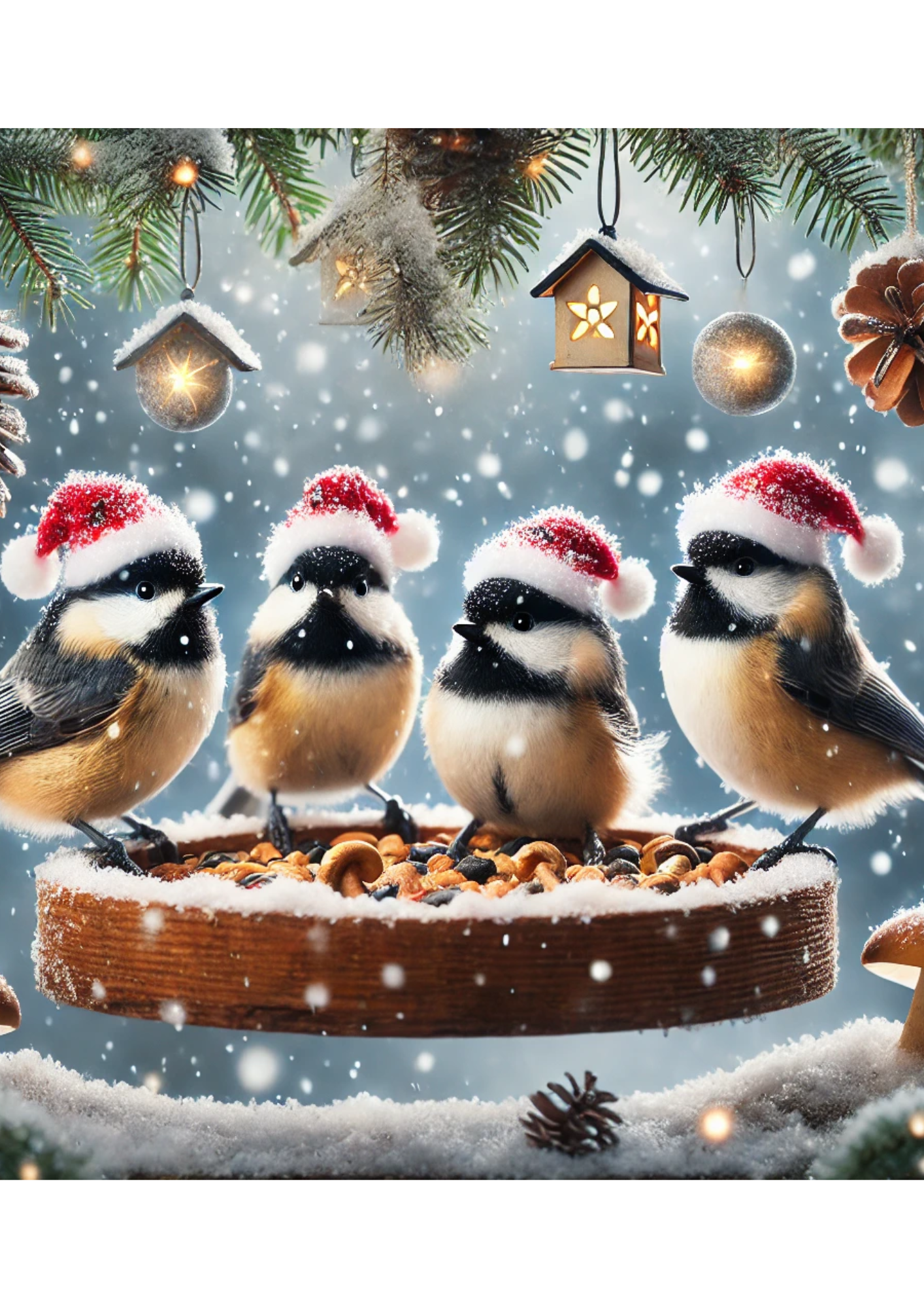 Sticker Sheet / Greeting Card – Titmouses At The Feeder In Winter 2 Full Cat. No. 2442