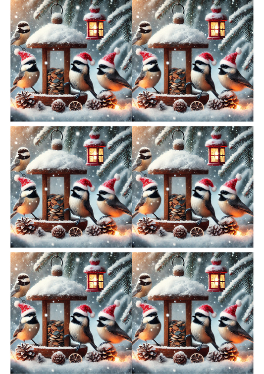 Sticker Sheet – Titmouses At The Feeder In Winter Collage Cat. No. 2439