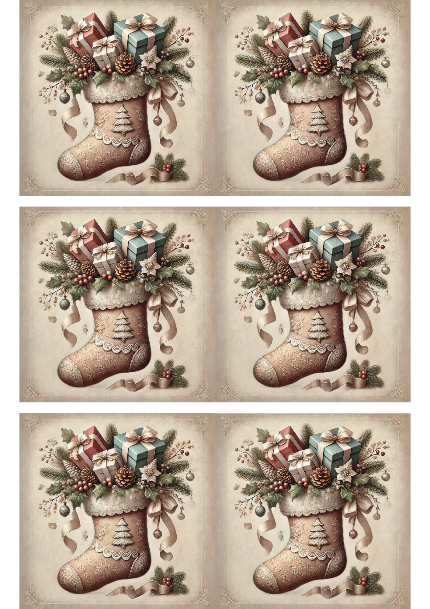 Sticker Sheet / Greeting Card – Christmas Sock 2 Collage Cat. No. 3151