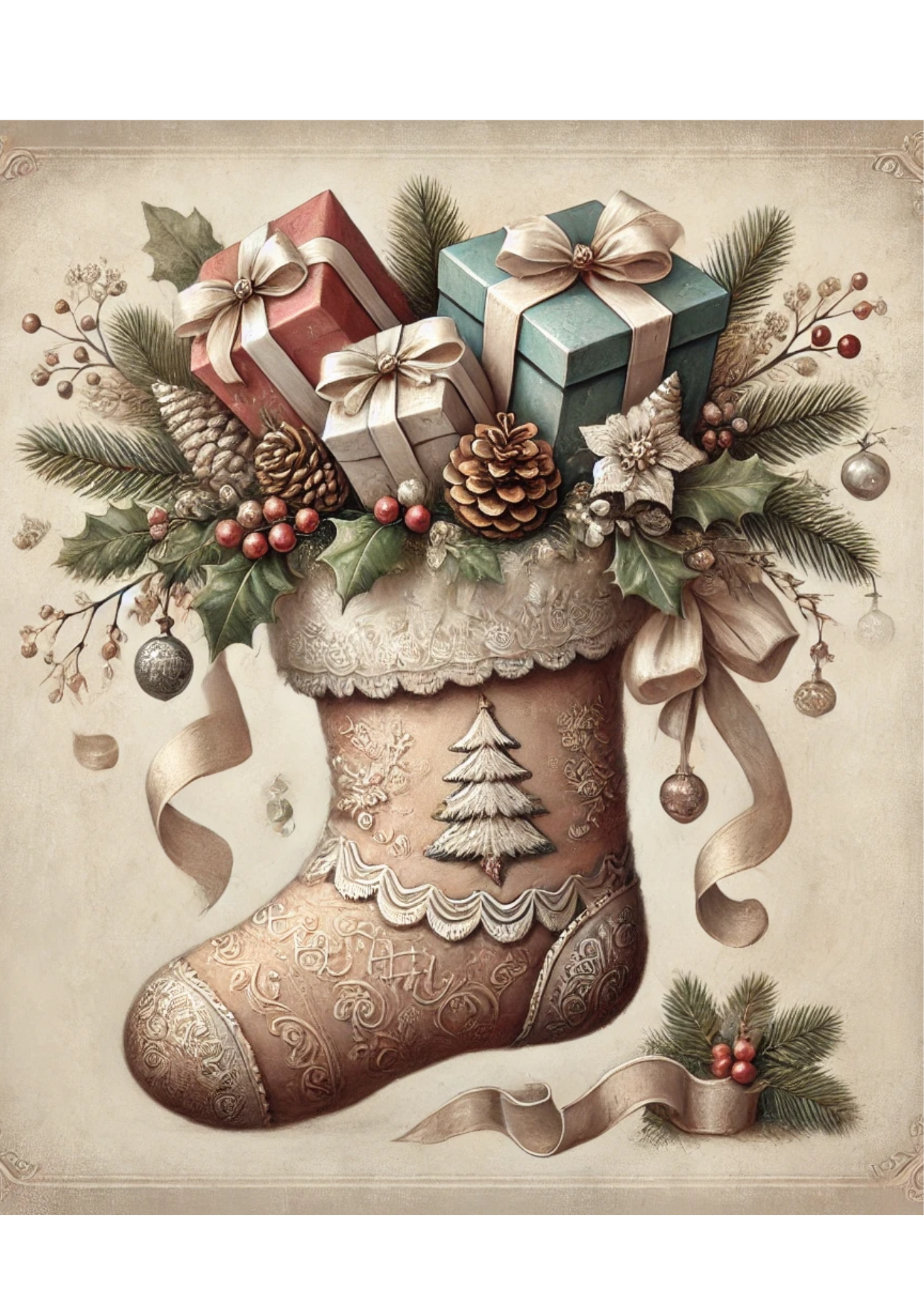 Sticker Sheet / Greeting Card – Christmas Sock 2 Full Cat. No. 3152