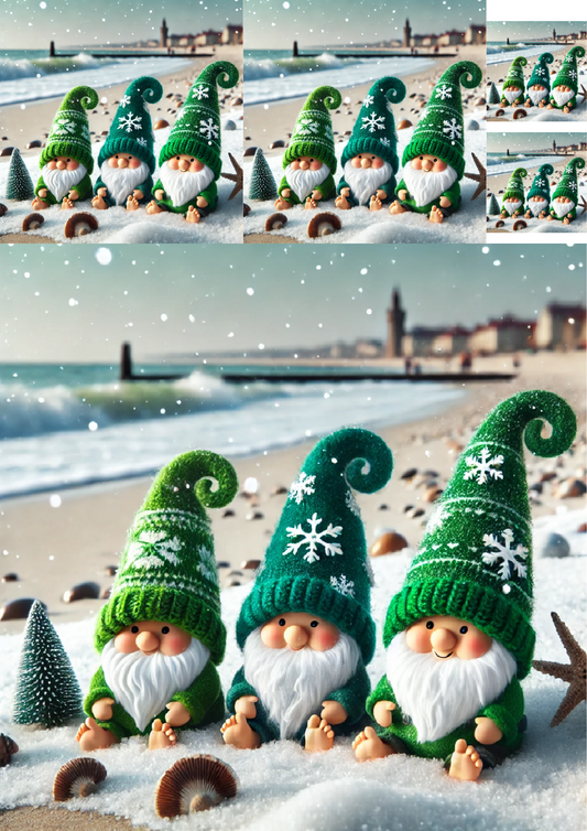Sticker Sheet Gnomes By The Sea In Winter Collage Cat. No. 1459