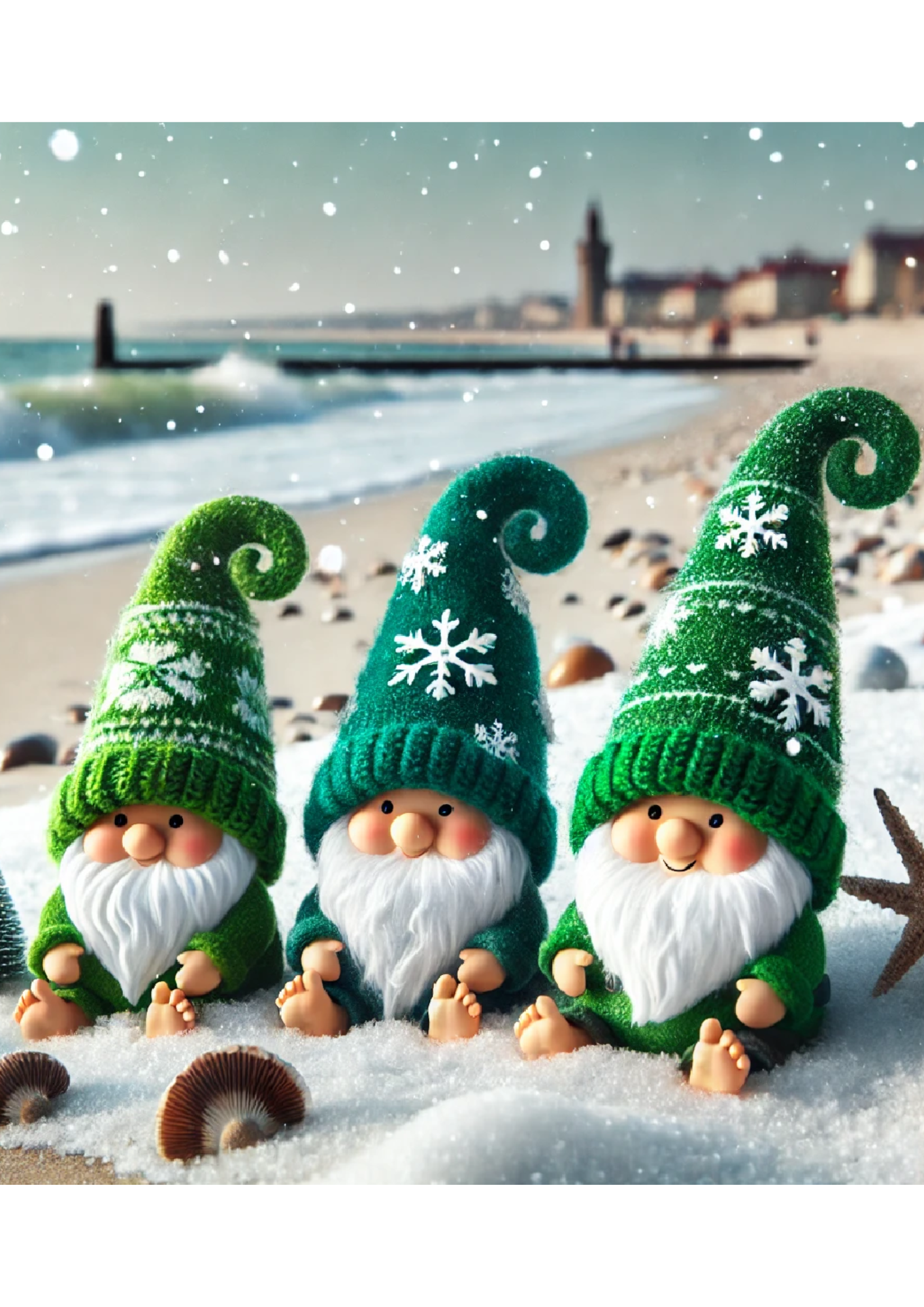 Sticker Sheet / Greeting Card – Gnomes By The Sea In Winter Full Cat. No. 1460