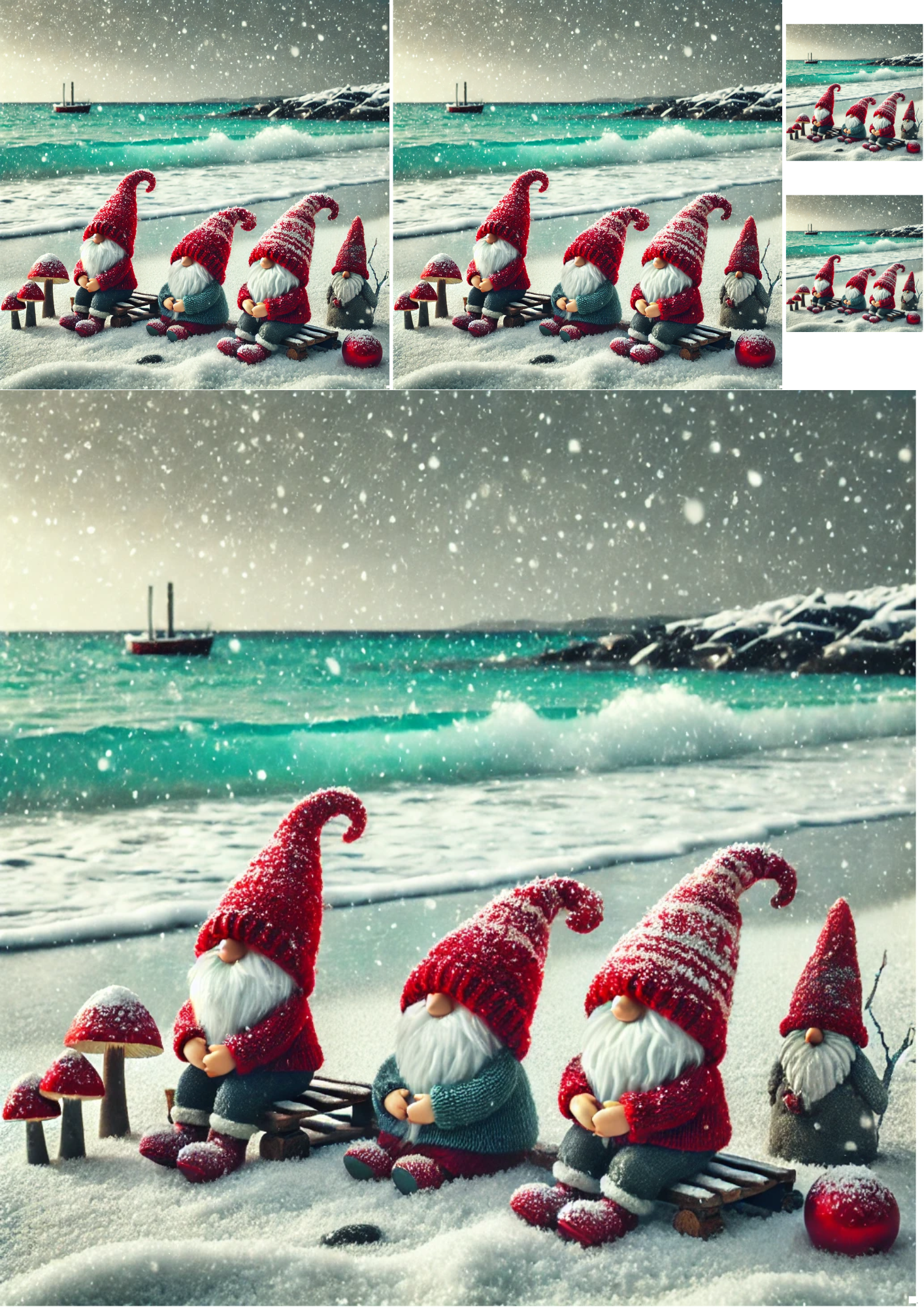 Sticker Sheet / Greeting Card – Gnomes by the Sea Collage Cat. No. 1461