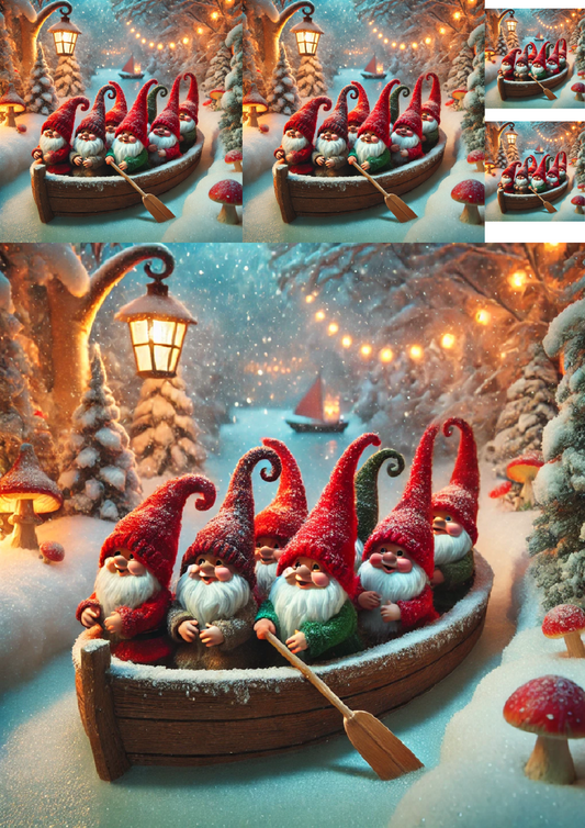 Sticker Sheet Gnomes In A Boat Collage Cat. No. 1467