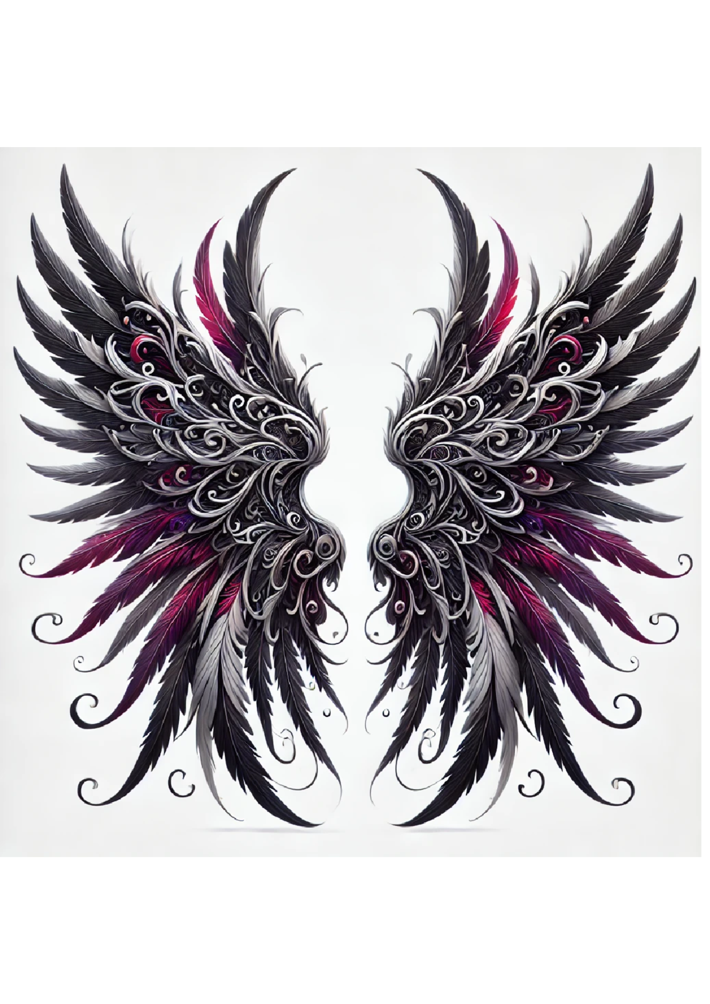 Sticker Sheet – Angel Wings With Red Elements In Gothic Style Full Cat. No. 2396