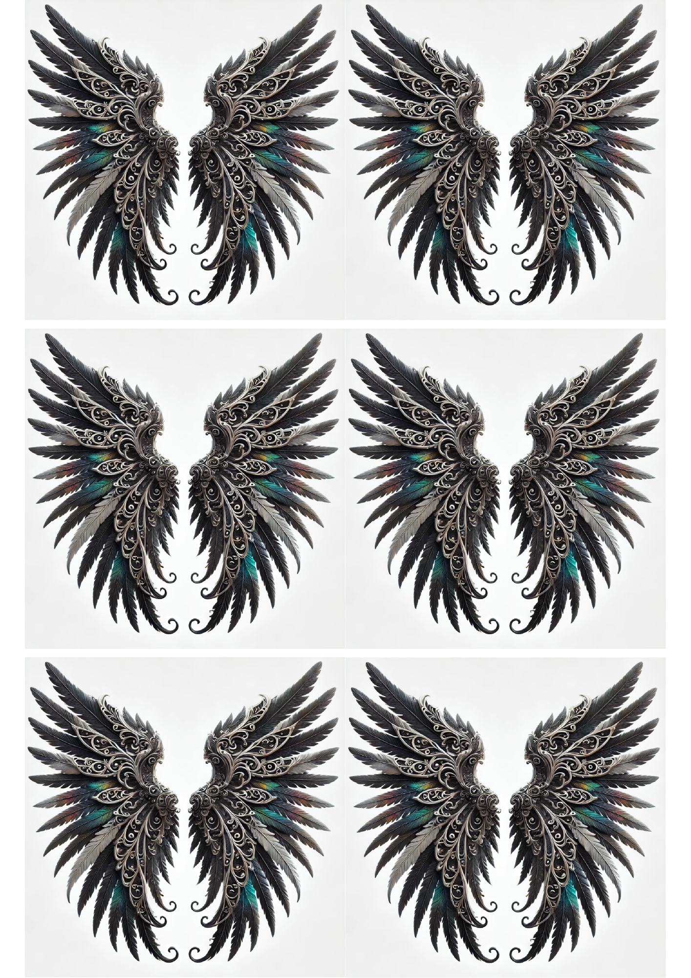 Sticker Sheet – Angel Wings With Blue Elements In Gothic Style Collage Cat. No. 2397